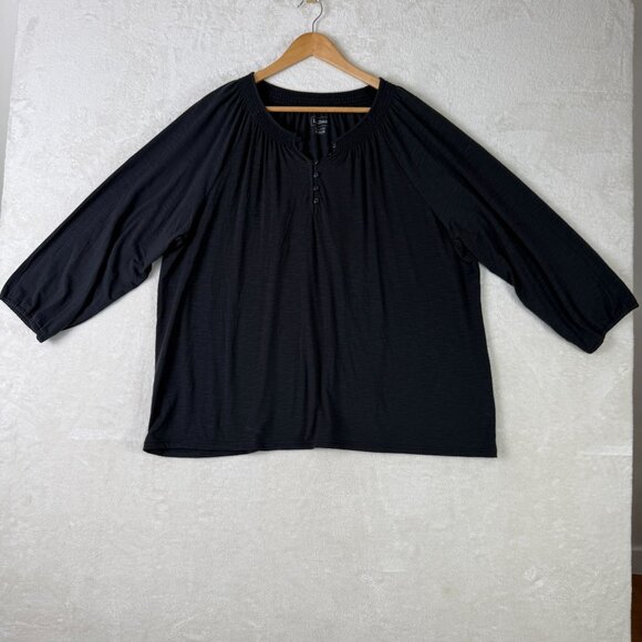 L.L.Bean Women 2X Plus Camden Hills Tee 3/4 Sleeve in Faded Black - Picture 1 of 10